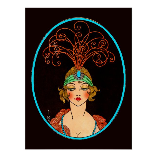  Art deco drawing of a flapper Poster (Front)