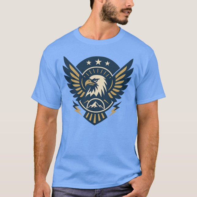 Art-Deco Eagle Emblem — Geometric Crest T-Shirt (Front)