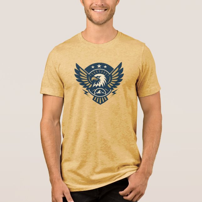Art-Deco Eagle Emblem — Geometric Crest Tri-Blend Shirt (Front)