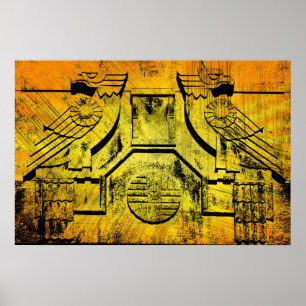 Art Deco Eagle Grunge Stone Sculpture Poster