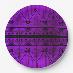 Art Deco Effect Design Lavender Purple Black Trim Paper Plate