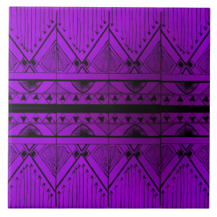 Art Deco Effect Design Lavender Purple Black Trim Tile