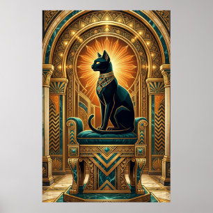 Art Deco Egyptian Throne Cat Wall Art