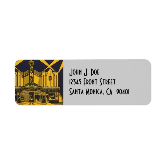 Art Deco El Miro theatre Arch Return Address Label