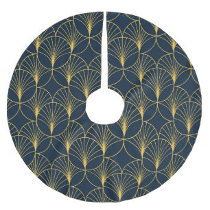 Art Deco Elegance: Fan Motifs Brushed Polyester Tree Skirt