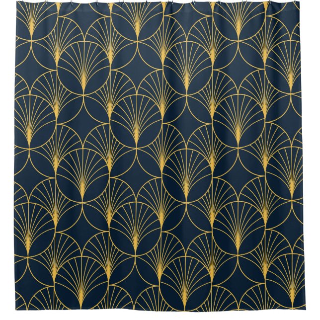 Art Deco Elegance: Fan Motifs Shower Curtain (Front)