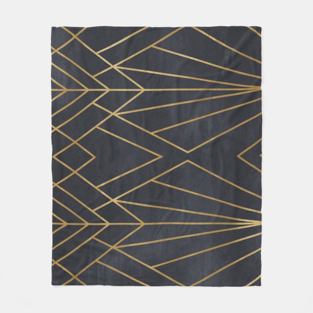 Art Deco Elegance: Geometric Glamour Fleece Blanket (Front)