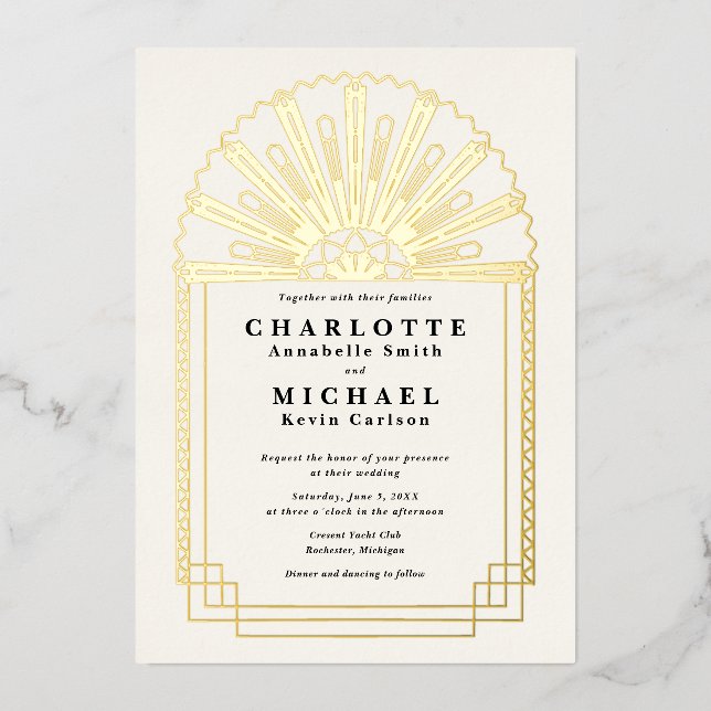 Art Deco elegance wedding invitation (Front)