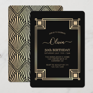 Art Deco Elegant 50th Birthday Invitation
