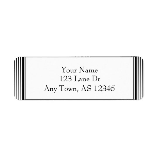 Art Deco Elegant Black and White Stripe Return Address Label