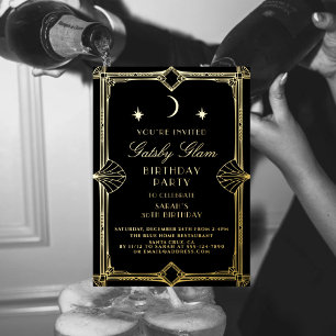 Art Deco Elegant Black Gold 20s Classic Birthday