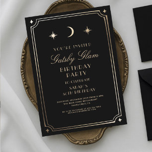 Art Deco Elegant Black Gold 20s Classic Birthday Invitation