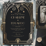 Art Deco Elegant Black Gold 20s Classic Wedding Invitation<br><div class="desc">Art Deco Elegant Black Gold Classic 20s Wedding</div>