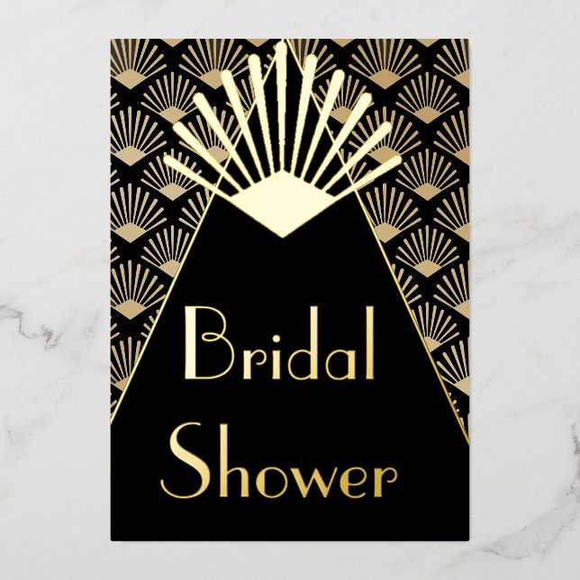 Art Deco Elegant Black Gold Bridal Shower  (Front)