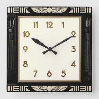 Art Deco Elegant Black Square Wall Clock