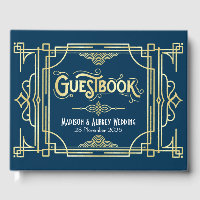 Art Deco Elegant Gold Blue Gatsby 1920s Wedding