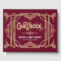 Art Deco Elegant Gold Burgundy Gatsby Wedding