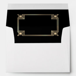 Art Deco Elegant Gold Frame Return Address Envelope