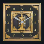 Art Deco Elegant Gold Square Wall Clock<br><div class="desc">Great clock design. You will love it like others. Be free to use this design for other product you like or to customise and add your text. Follow me for more. Thank you. Have a nice day.</div>