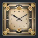Art Deco Elegant Gold Square Wall Clock<br><div class="desc">Great clock design. You will love it like others. Be free to use this design for other product you like or to customise and add your text. Follow me for more. Thank you. Have a nice day.</div>