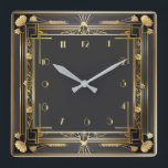 Art Deco Elegant Gold Square Wall Clock<br><div class="desc">Great clock design. You will love it like others. Be free to use this design for other product you like or to customise and add your text. Follow me for more. Thank you. Have a nice day.</div>