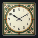 Art Deco Elegant Green Square Wall Clock<br><div class="desc">Great clock design. You will love it like others. Be free to use this design for other product you like or to customise and add your text. Follow me for more. Thank you. Have a nice day.</div>