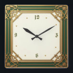 Art Deco Elegant Green Square Wall Clock<br><div class="desc">Great clock design. you will love it like others. be free to use this design for other product you like or to customise and add your text. Follow me for more.  Thank you. Have a nice day.</div>