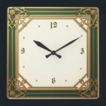 Art Deco Elegant Green Square Wall Clock<br><div class="desc">Great clock design. you will love it like others. be free to use this design for other product you like or to customise and add your text. Follow me for more.  Thank you. Have a nice day.</div>