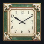 Art Deco Elegant Green Square Wall Clock<br><div class="desc">Great clock design. You will love it like others. Be free to use this design for other product you like or to customise and add your text. Follow me for more. Thank you. Have a nice day.</div>