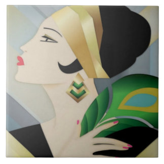 Art Deco Elegant Lady Decorative Wall Tile