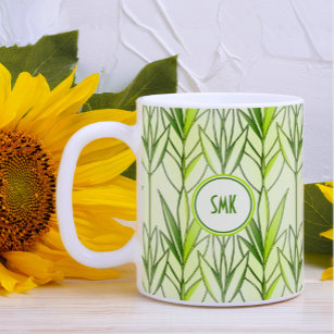 Art Deco Elegant Leaves Green Leafy Floral Pattern Coffee Mug