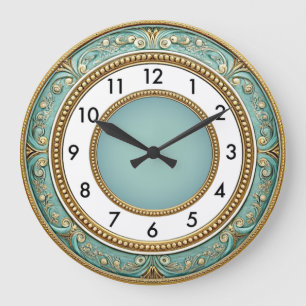 Art deco Elegant Mint Round Large Clock