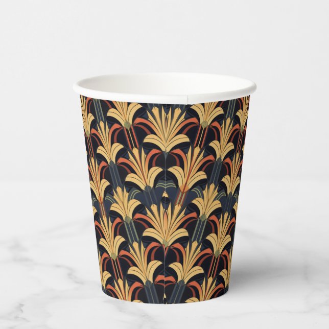 Art Deco Elegant Red Gold Black Paper Cups (Right)