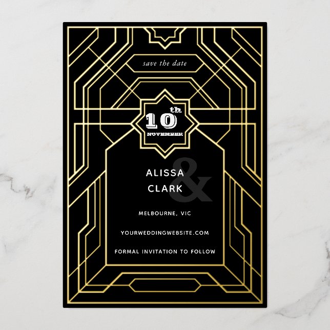 Art Deco Elegant Save The Date (Front)