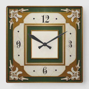 Art Deco Elegant Square Wall Clock