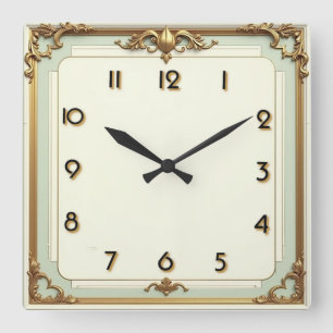 Art Deco Elegant Square Wall Clock