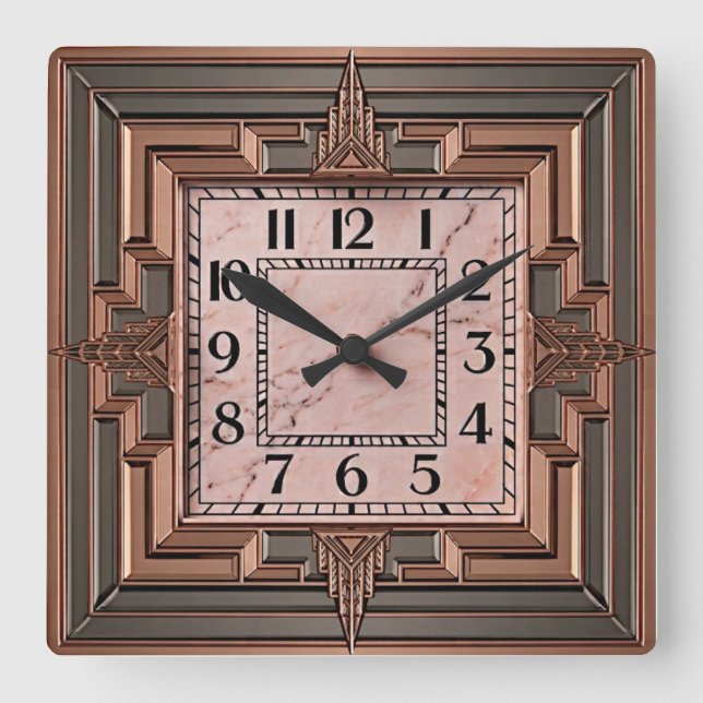 Art Deco Elegant Square Wall Clock (Front)