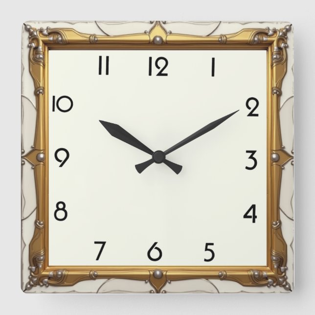 Art Deco Elegant Square Wall Clock (Front)