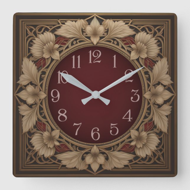 Art Deco elegant Square Wall Clock (Front)