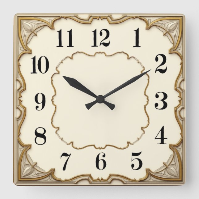 Art Deco Elegant Square Wall Clock (Front)