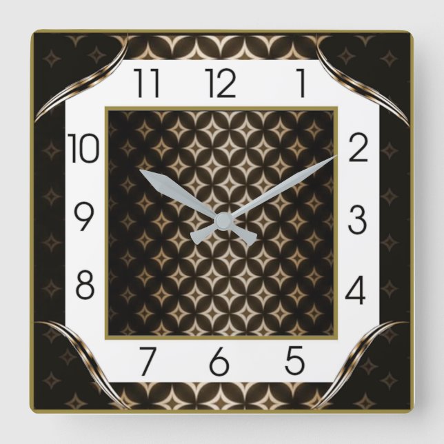 Art Deco Elegant Square Wall Clock (Front)