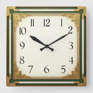 Art Deco Elegant Square Wall Clock