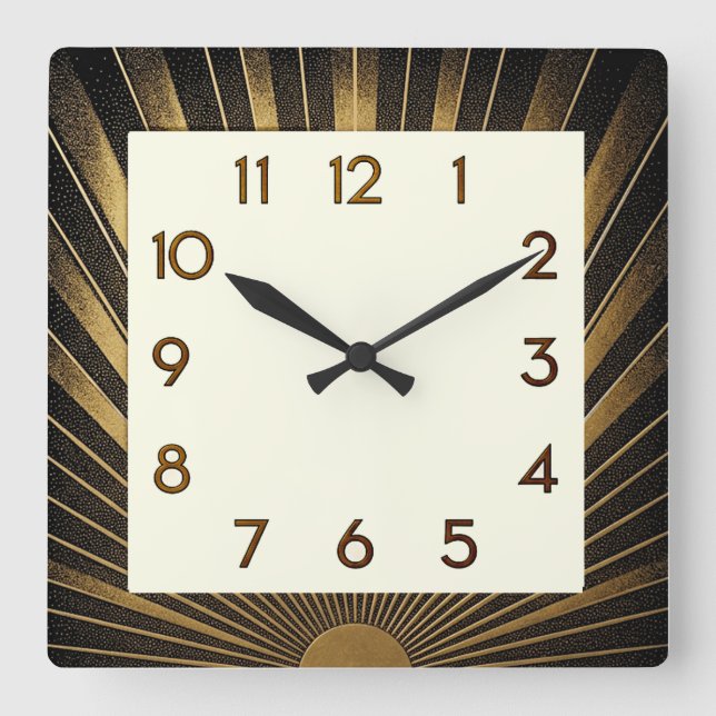 Art Deco Elegant Square Wall Clock (Front)