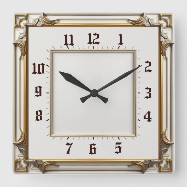 Art Deco Elegant Square Wall Clock (Front)