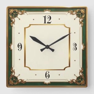 Art Deco Elegant Square Wall Clock