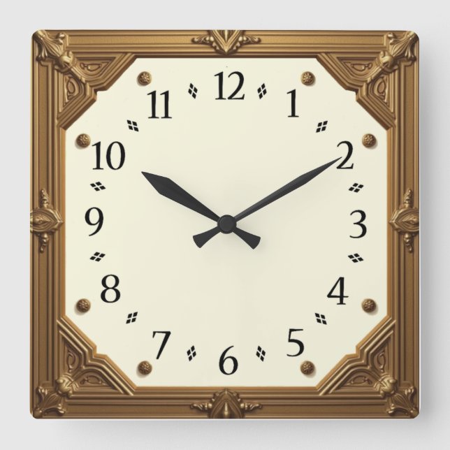 Art Deco Elegant Square Wall Clock (Front)