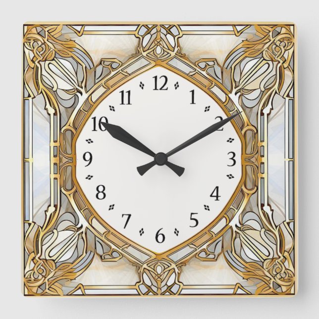 Art Deco Elegant  Square Wall Clock (Front)
