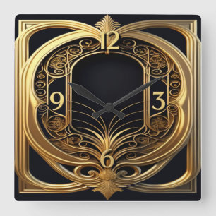 Art Deco Elegant Square Wall Clock