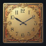 Art Deco Elegant Style Square Wall Clock<br><div class="desc">Great clock design. You will love it like others. Be free to use this design for other product you like or to customise and add your text. Follow me for more. Thank you. Have a nice day.</div>