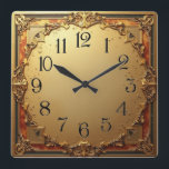 Art Deco Elegant Style Square Wall Clock<br><div class="desc">Great clock design. You will love it like others. Be free to use this design for other product you like or to customise and add your text. Follow me for more. Thank you. Have a nice day.</div>